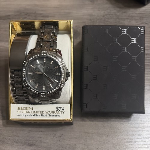 Elgin men gun metal watch - elgin,